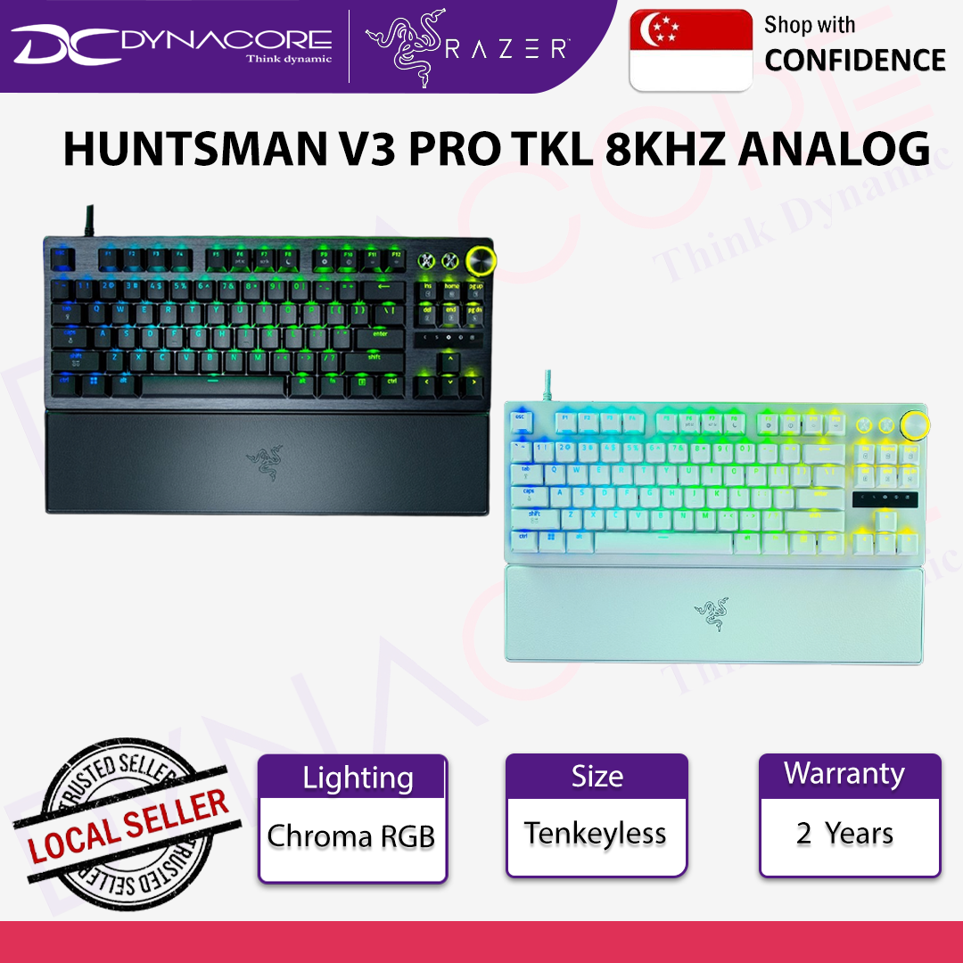 RAZER HUNTSMAN V3 PRO TKL 8KHZ ANALOG OPT KEYBOARD BLACK & WHITE-8887910074077