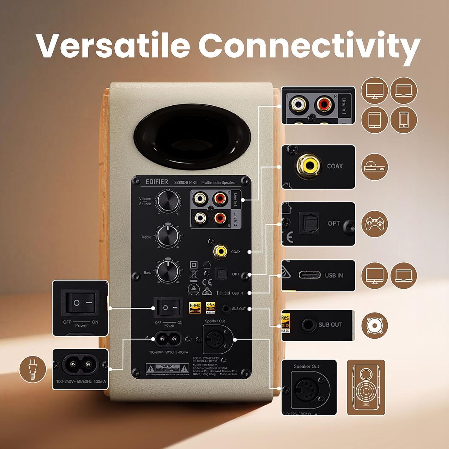 EDIFIER BOOKSHELF S880DB MKII HI-RES AUDIO BT 88W - 6923520216260