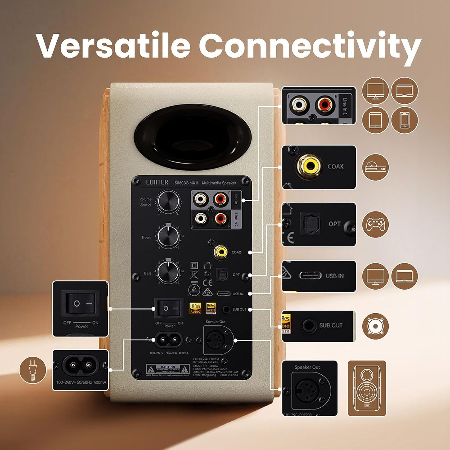 EDIFIER BOOKSHELF S880DB MKII HI-RES AUDIO BT 88W - 6923520216260