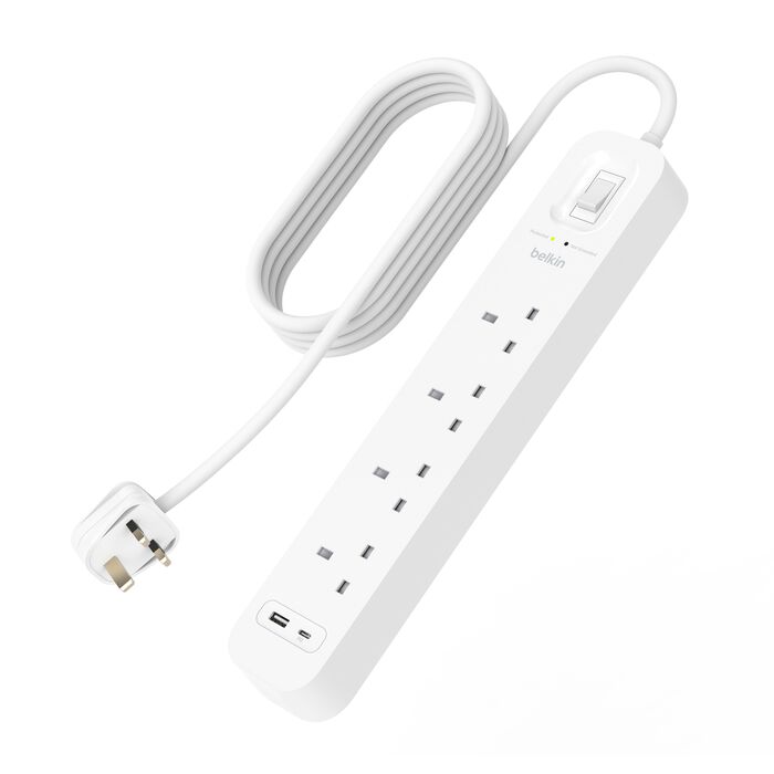 BELKIN 4 OUTLET SURGE PROTECTION STRIP W/USB A + C - 745883906215