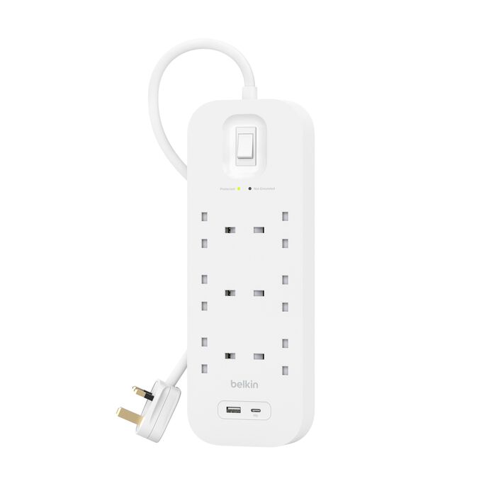 BELKIN 6 OUTLET SURGE PROTECTION STRIP W/USB A + C - 745883906222