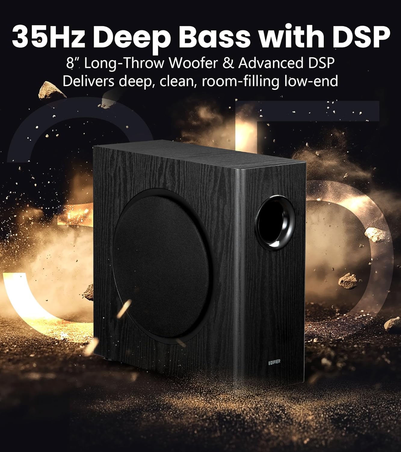 EDIFIER T5S POWERED SUBWOOFER 70W - BLACK - 6923520216918