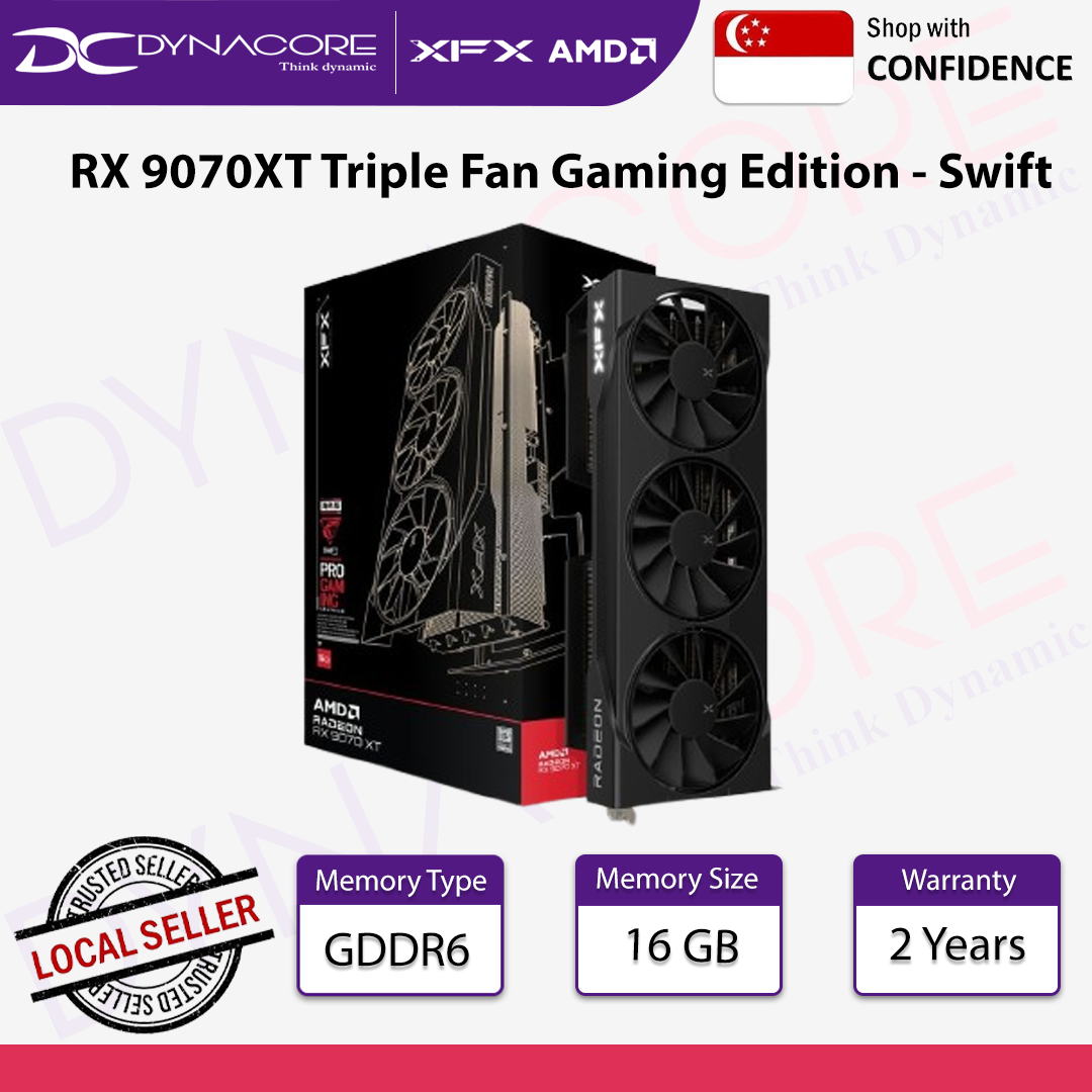 XFX Swift AMD Radeon RX 9070XT Triple Fan Gaming Edition 16GB GDDR6 Graphics Card - 840191502750