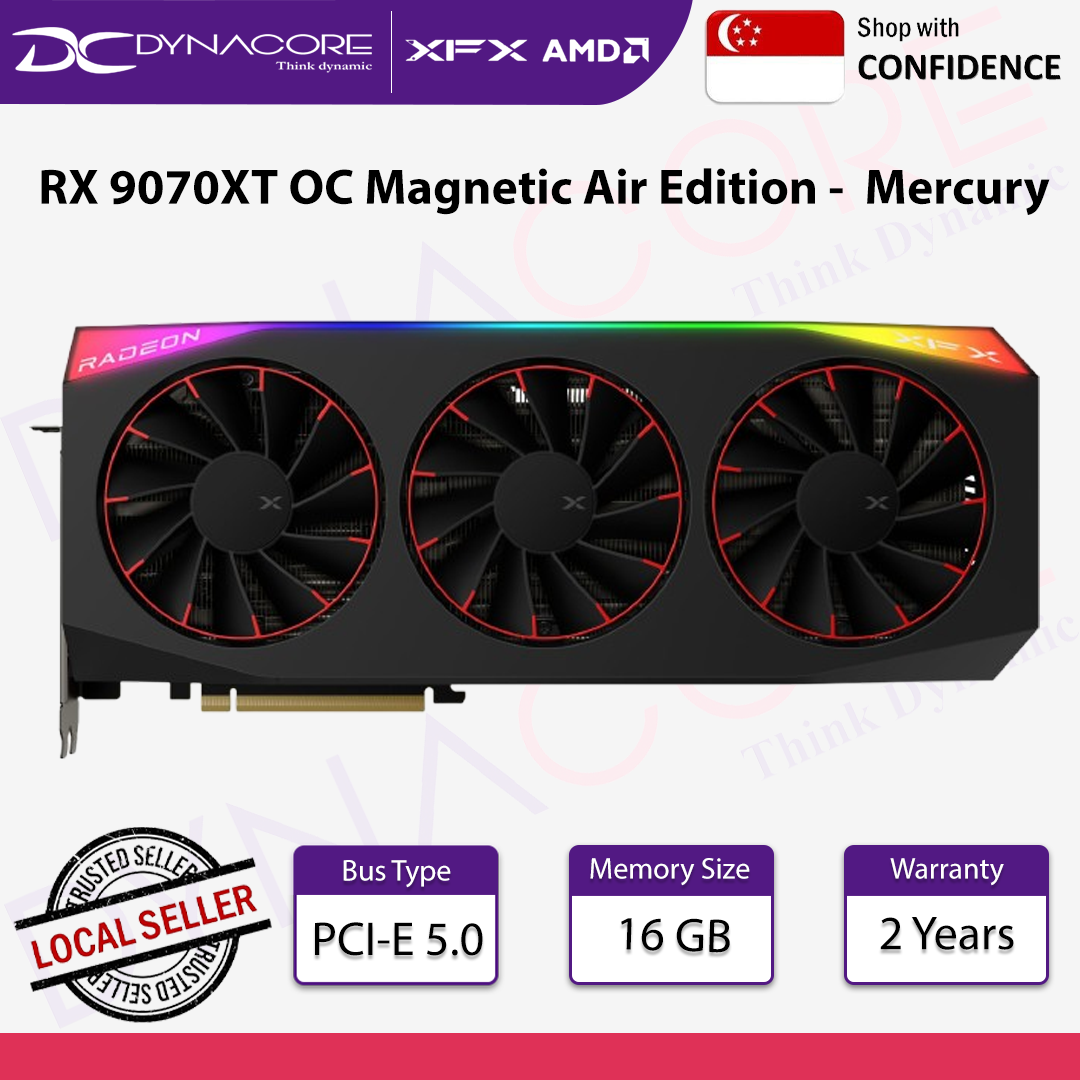 XFX AMD Radeon RX 9070XT OC Magnetic Air Edition with RGB 16GB GDDR6 Graphics Card - 840191502590