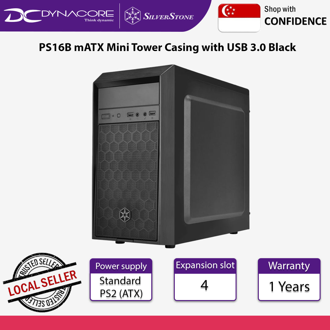 SilverStone PS16B mATX Mini Tower Casing with USB 3.0 Black - SST-PS16B