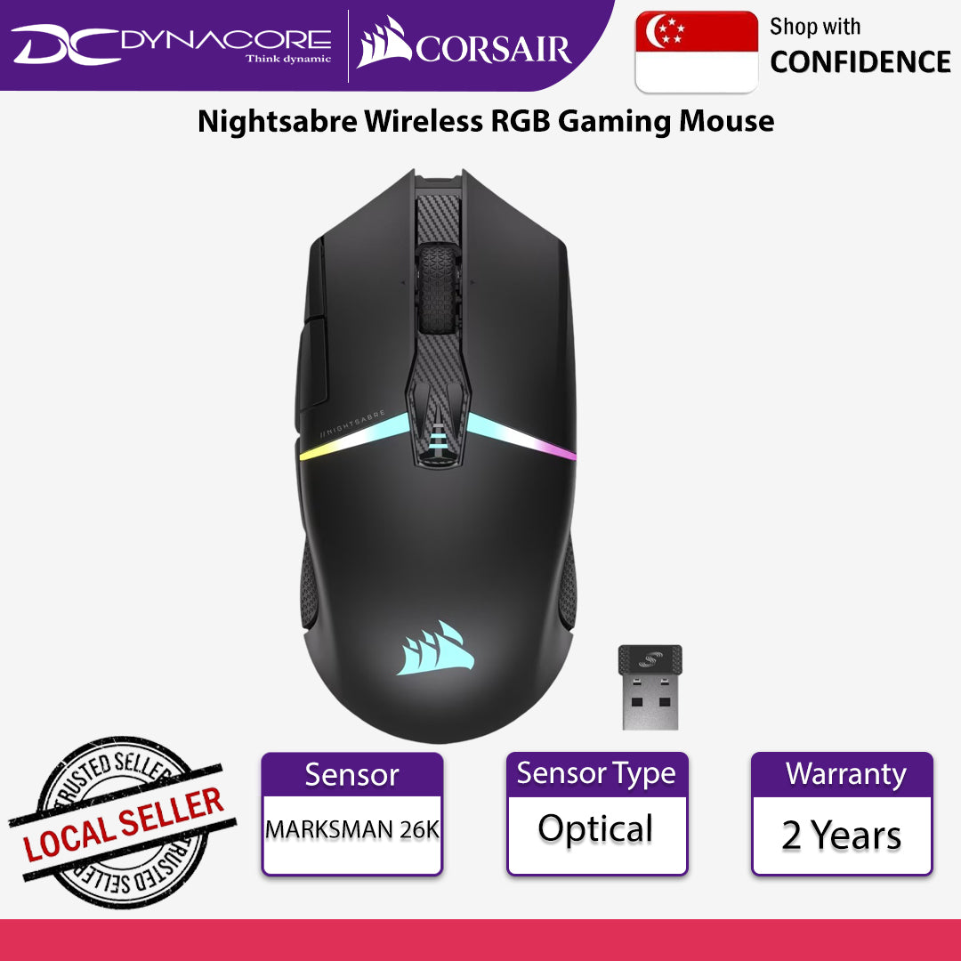 Corsair Nightsabre Wireless RGB Gaming Mouse - 840006649496