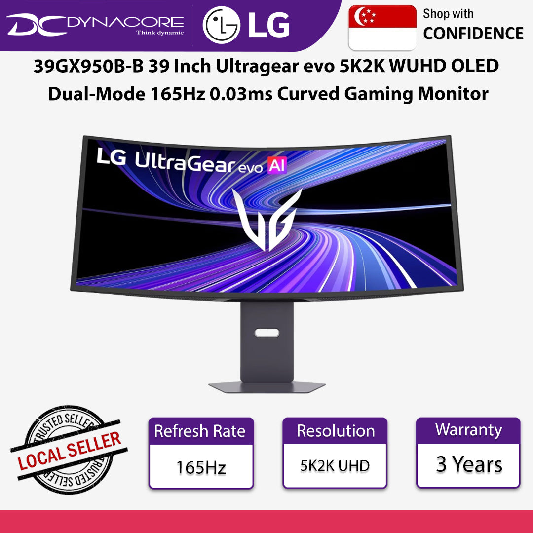 LG 39GX950B-B 39 Inch Ultragear evo 5K2K WUHD OLED Dual-Mode 165Hz 0.03ms Curved Gaming Monitor - LG39GX950B-B