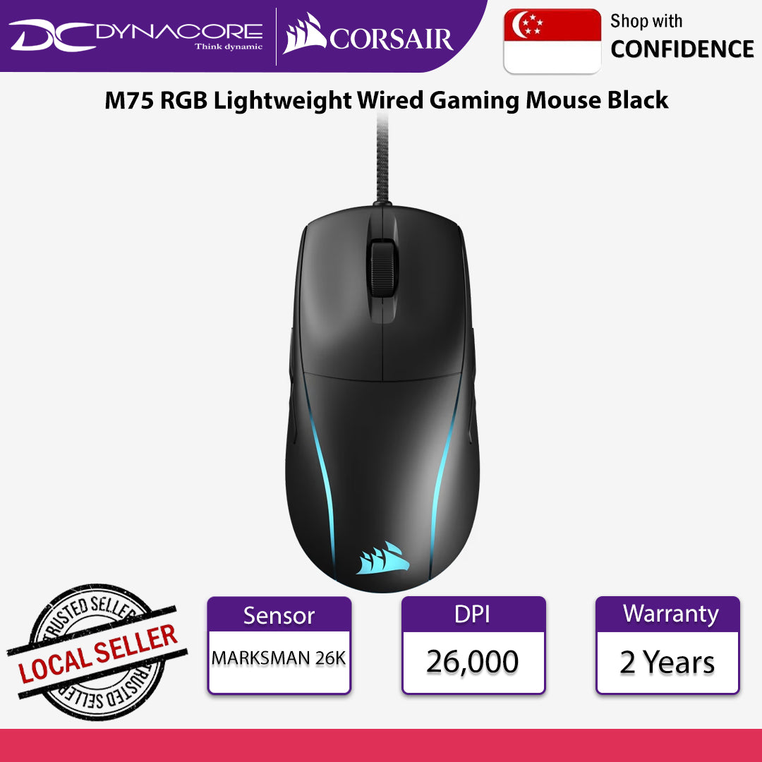 Corsair M75 RGB Lightweight Wired Gaming Mouse Black - 840006668985
