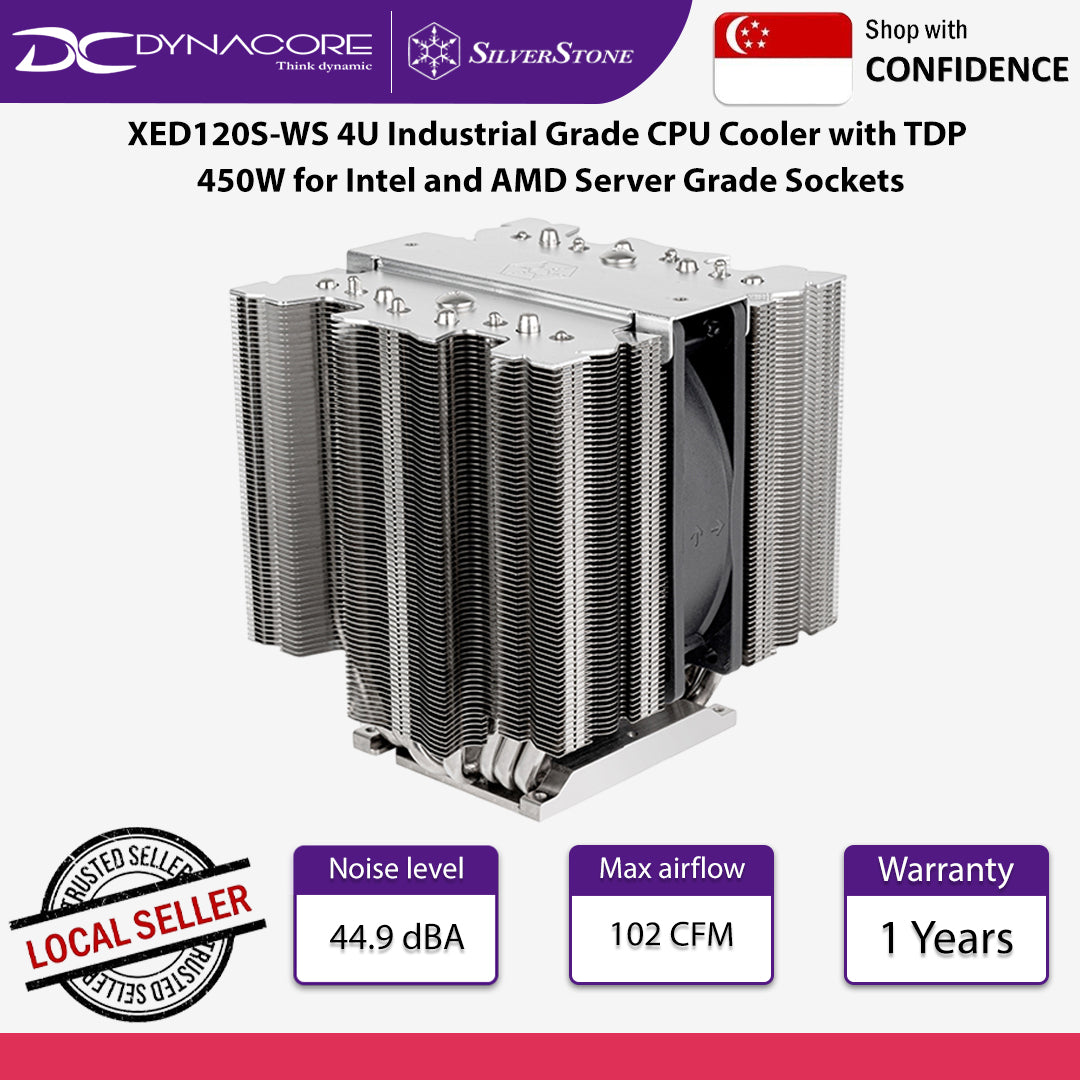 SilverStone XED120S-WS 4U Industrial Grade CPU Cooler with TDP 450W for Intel and AMD Server Grade Sockets - SST-XED120S-WS