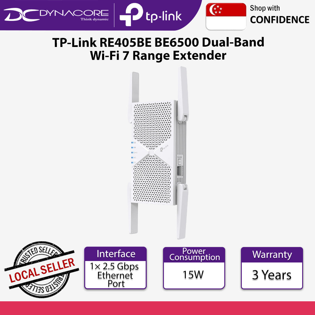 TP-Link RE405BE BE6500 Dual-Band Wi-Fi 7 Range Extender - 1210002607896
