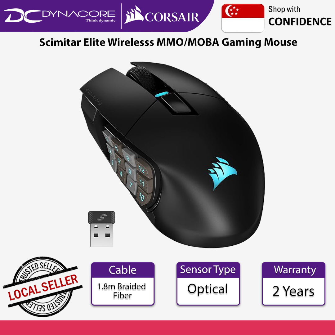 Corsair Scimitar Elite Wirelesss MMO/MOBA Gaming Mouse - 840006600305