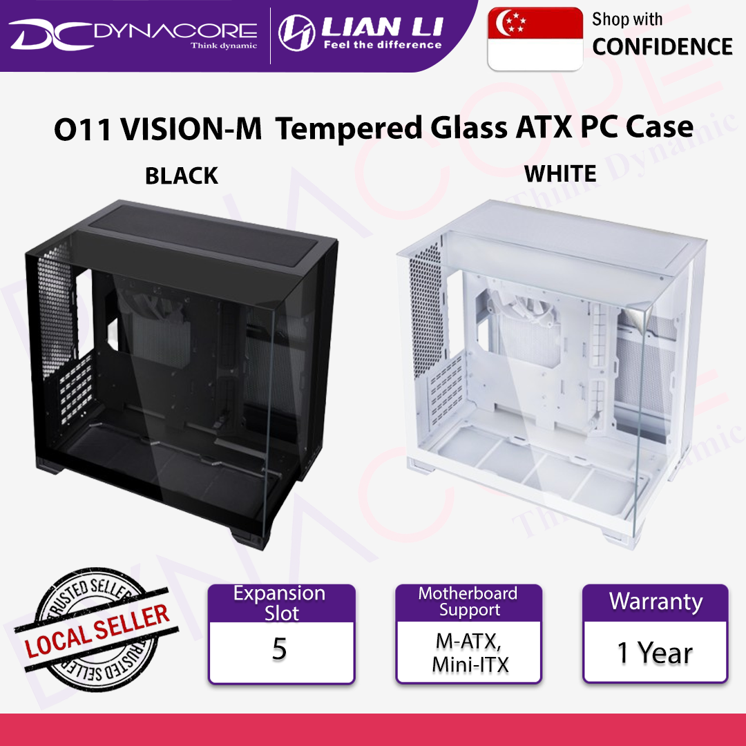 Lian Li O11 VISION-M BLACK/WHITE Tempered Glass ATX PC Case