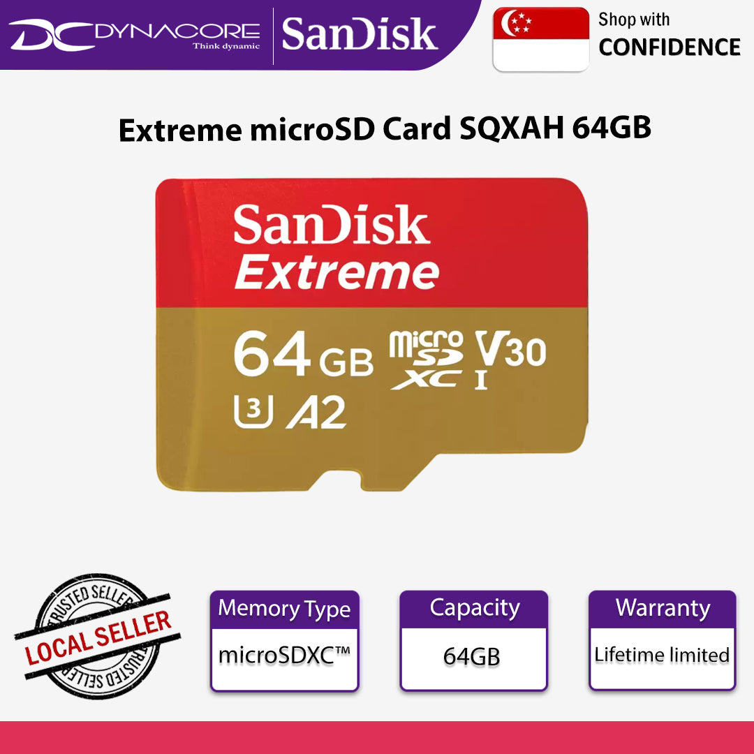 SanDisk Extreme microSD Card SQXAH 64GB - 619659193416