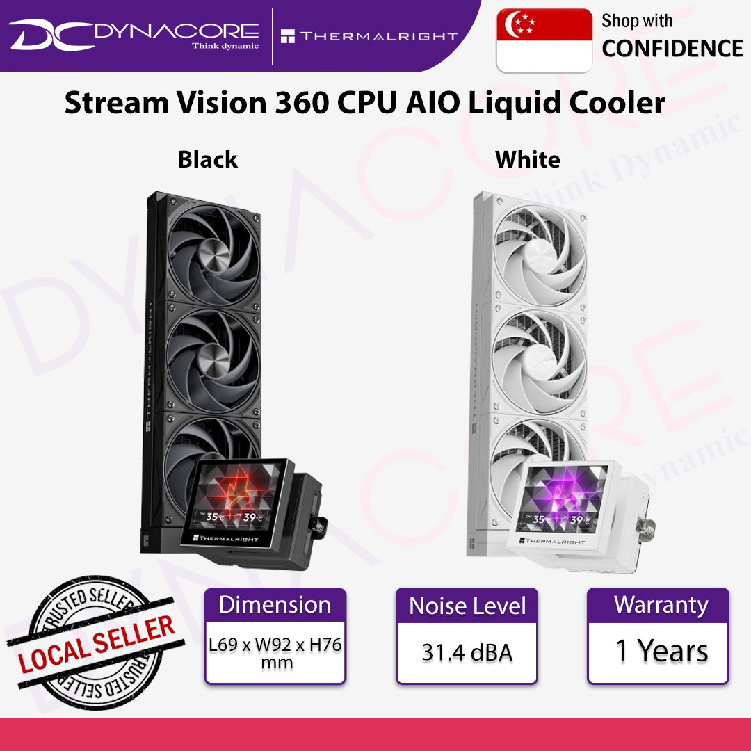 Thermalright Stream Vision 360 CPU AIO Liquid Cooler - Black / White