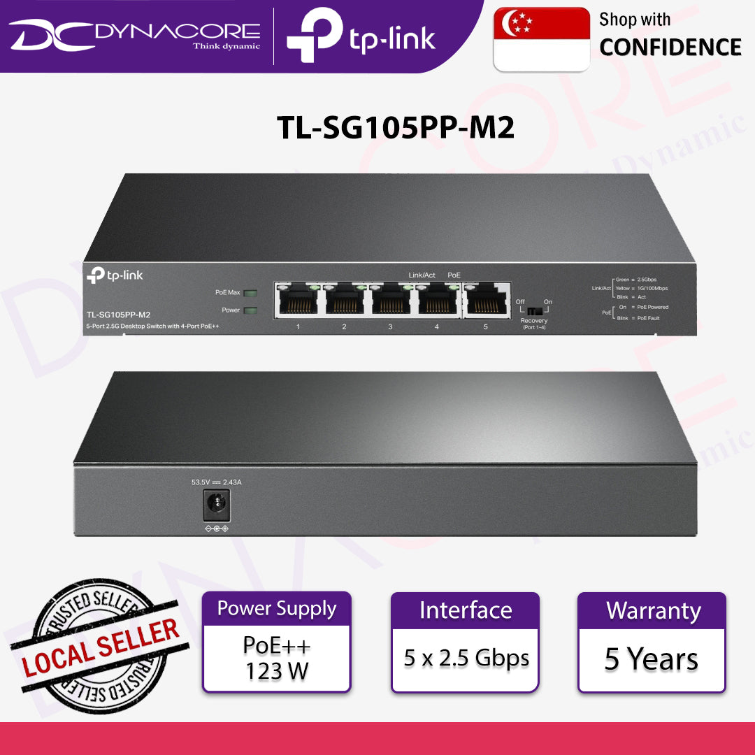 TP-Link TL-SG105PP-M2 5-Port 2.5G Desktop Switch with 4-Port PoE++ - 4895252501131