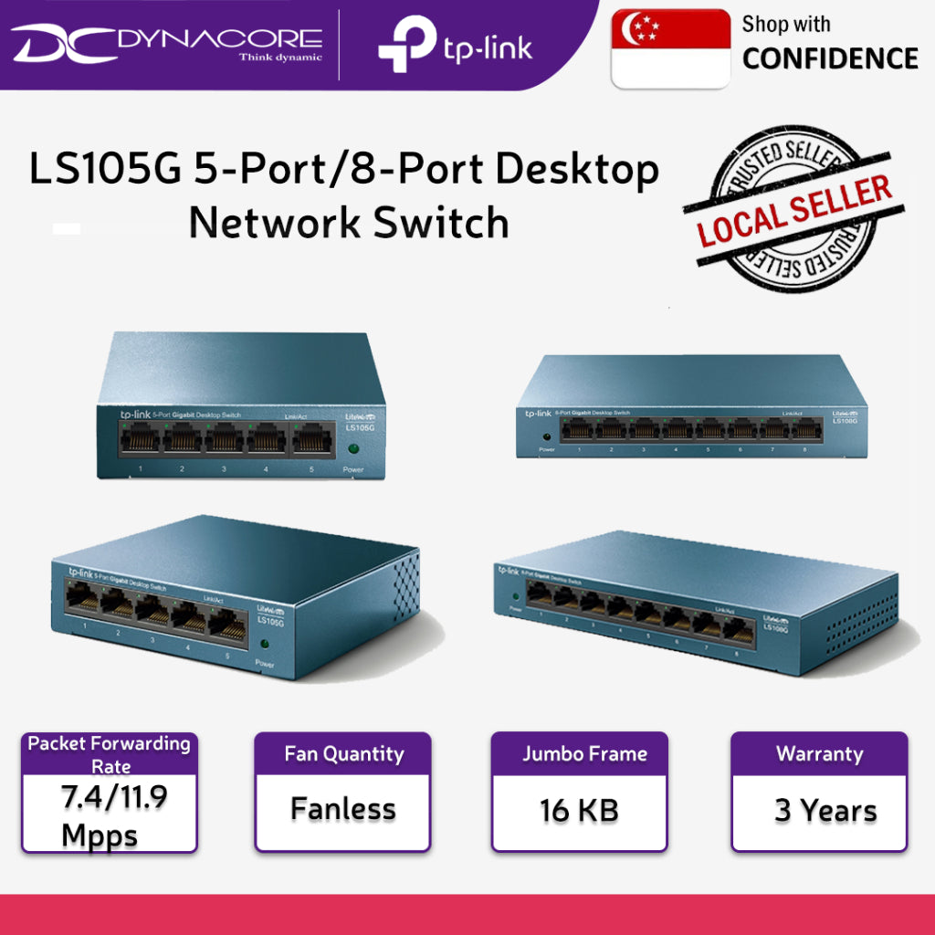 TP-LINK LS105G 5-Port / LS108G 8-Port 10/100/1000Mbps Desktop Network Switch - 6935364085445 / 6935364085452