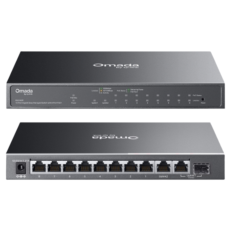 TP-Link ES210GP Omada 10-Port Gigabit Easy Managed Switch with 8-Port PoE+ - 1210002609722