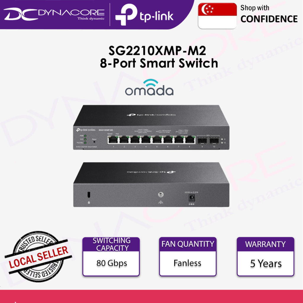 TP-LINK SG2210XMP-M2 Omada 8-Port 2.5GBASE-T and 2-Port 10GE SFP+ Smart Switch with 8-Port PoE+ - 4895252504774