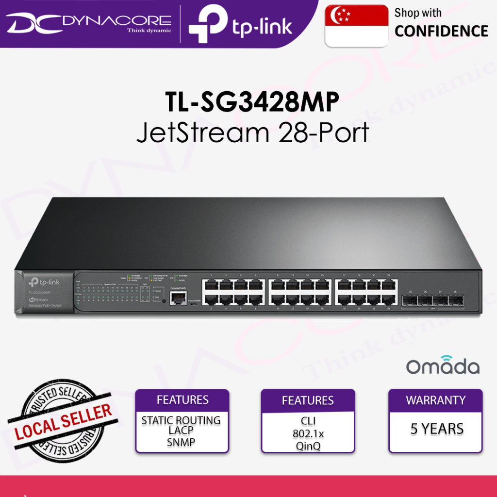 TP-LINK TL-SG3428MP JetStream 28-Port Gigabit L2 Managed Switch with 24-Port PoE+ - 6935364010737