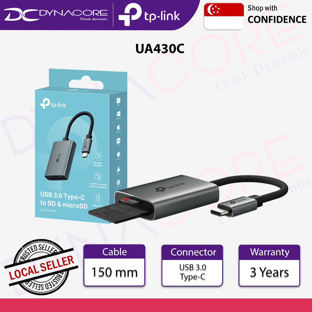 TP-Link UA430C USB 3.0 Type-C to SD & microSD 3.0 Card Reader - 8885020626940