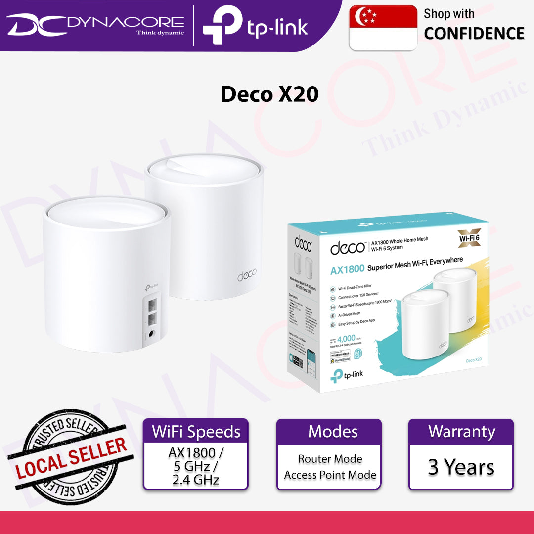 TP-Link Deco X20(2-Pack) AX1800 Whole Home Mesh Wi-Fi 6 System - 6935364052287