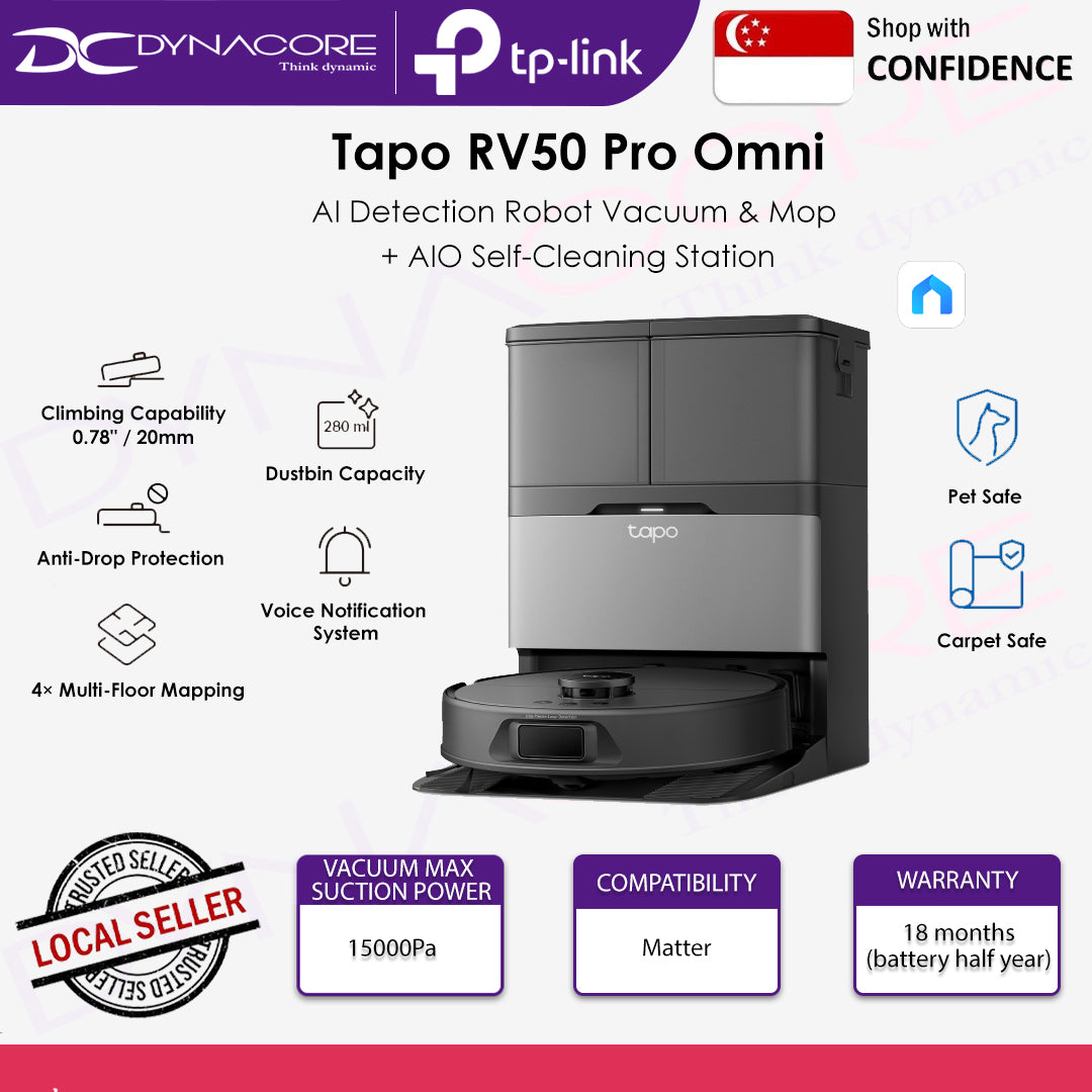 TP-LINK TAPO RV50 PRO OMNI AI Detection Robot Vacuum & Mop + All-in-One Self-Cleaning Station - 1210002608992