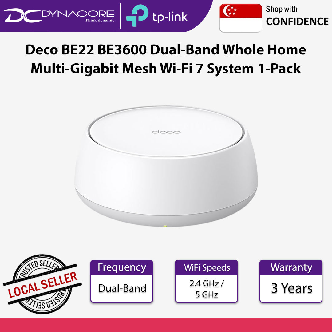 TP-Link Deco BE22 BE3600 Dual-Band Whole Home Multi-Gigabit Mesh Wi-Fi 7 System 1-Pack - 1210002602815