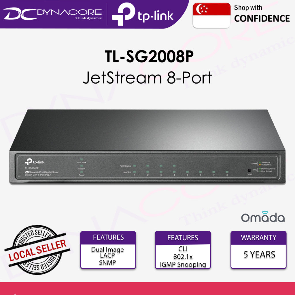 TP-Link TL-SG2008P JetStream 8-Port Gigabit Smart Switch with 4-Port PoE+ - 6935364072957