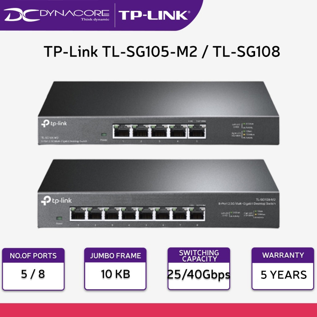 TP-Link TL-SG105-M2 5-Port / TL-SG108-M2 8-Port 2.5G Gigabit Desktop Switch - 6935364052881 / 6935364052904