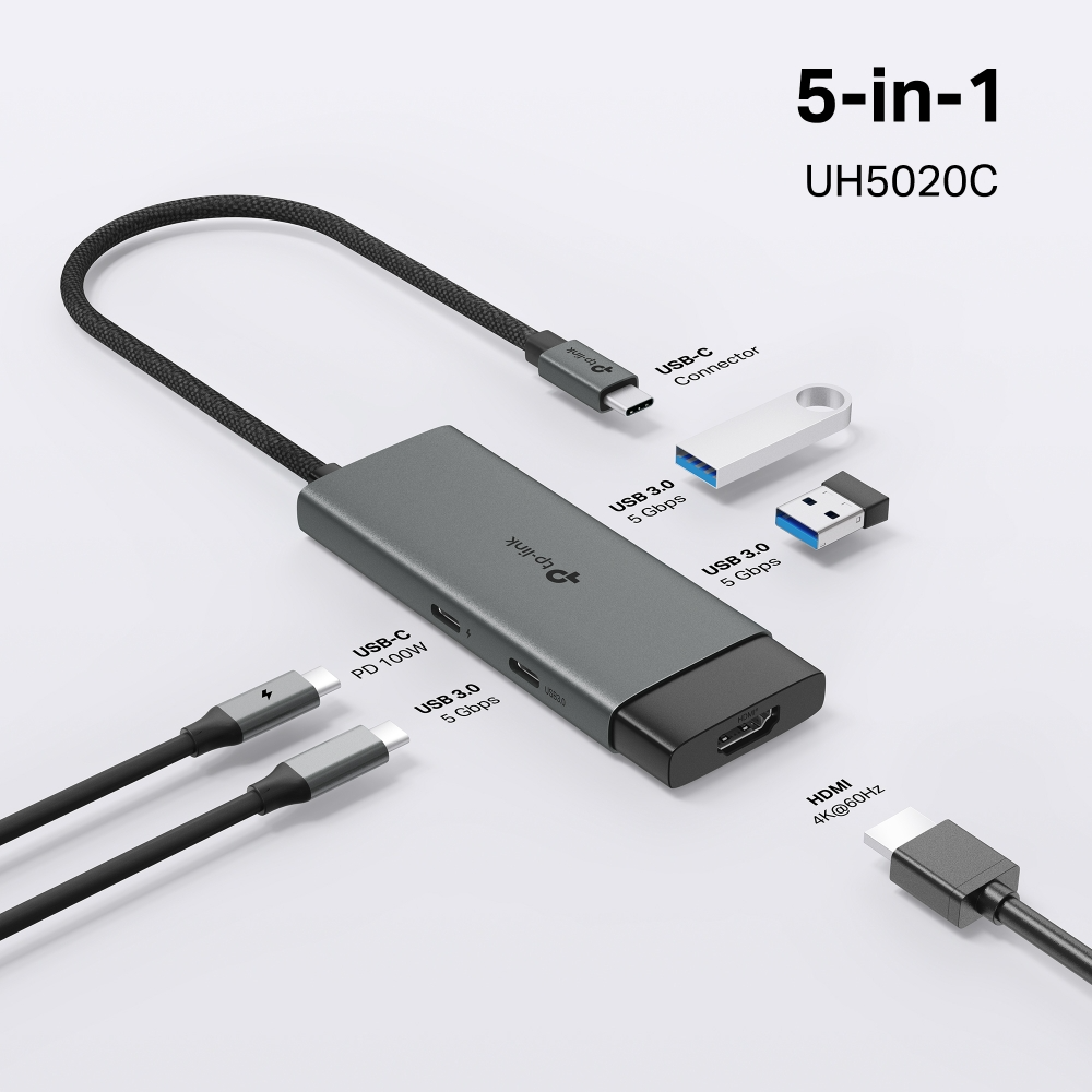 TP-Link UH5020C USB Type-C 5 in 1 Hub USB 3.0 5Gbps Data Transfer - 1210002600088