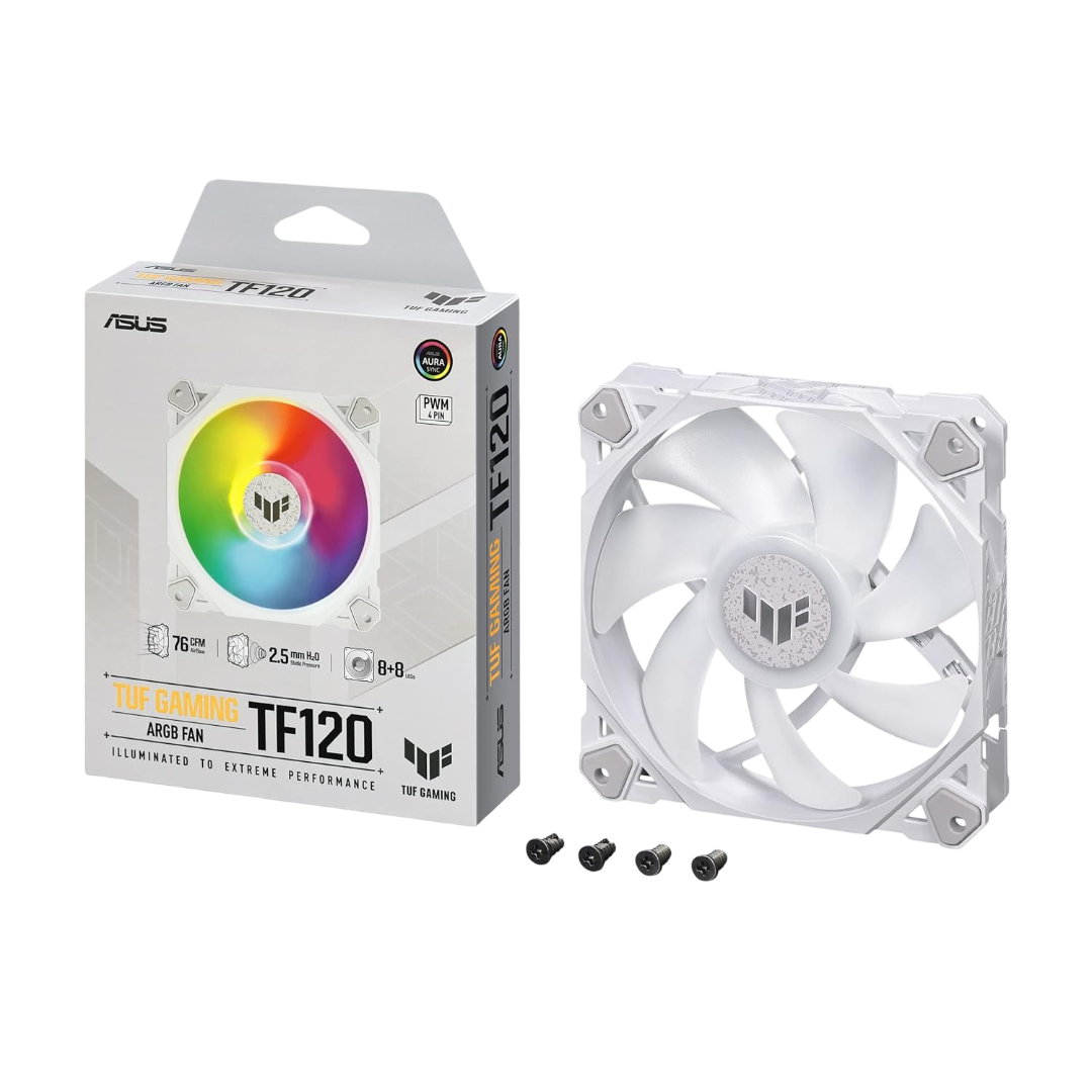 ASUS TUF Gaming TF120 ARGB White Edition Case Fan - 1-Pack - 4711081845393