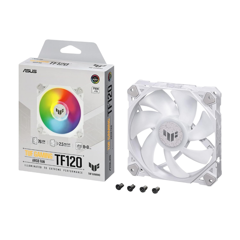 ASUS TUF Gaming TF120 ARGB White Edition Case Fan - 1-Pack - 4711081845393