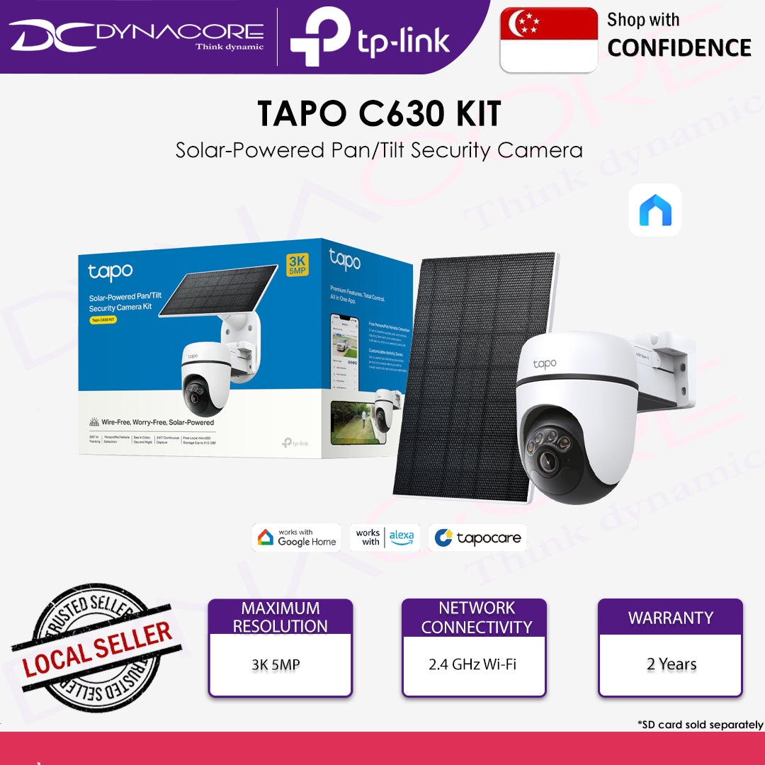 TP-LINK Tapo C630 KIT 3K 5MP Solar-Powered Pan/Tilt Security Camera Kit - 1210002605410