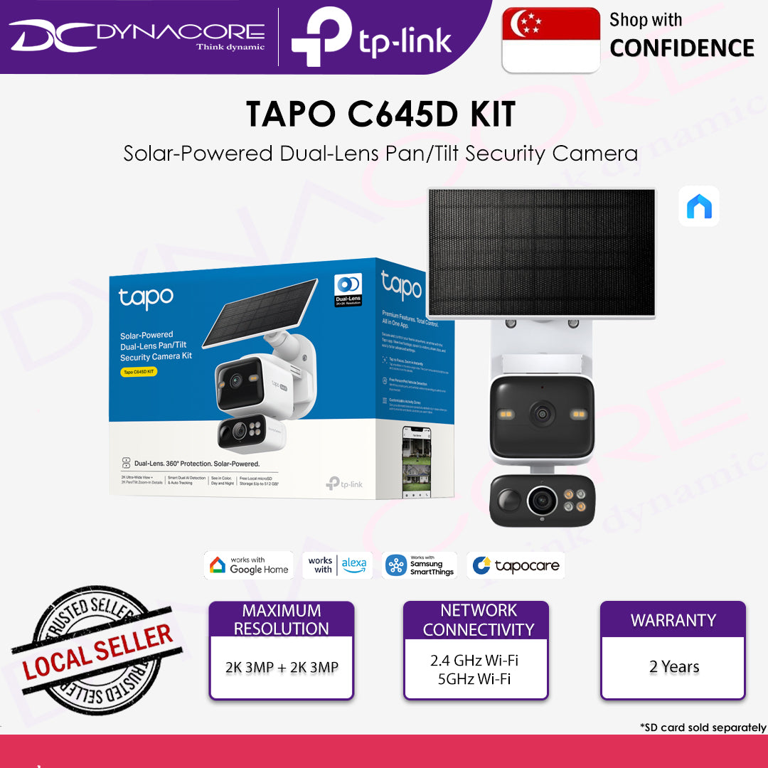 TP-LINK Tapo C645D KIT 2K 3MP Dual-Band Solar-Powered Dual-Lens Pan/Tilt Security Camera Kit - 8885020629750