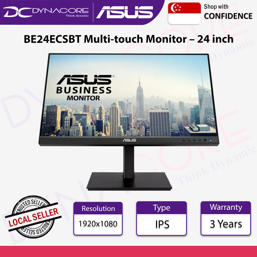 ASUS BE24ECSBT Multi-touch Monitor – 24 inch (23.8 inch viewable), FHD (1920x1080), 10-point Touch, IPS, USB-C with Power Delivery, HDMI - ASUSBE24ECSBT