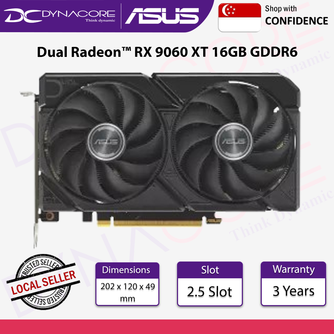 ASUS DUAL AMD RADEON RX9060XT 16GB TWIN FAN GDDR6 GPU - 4711636196765