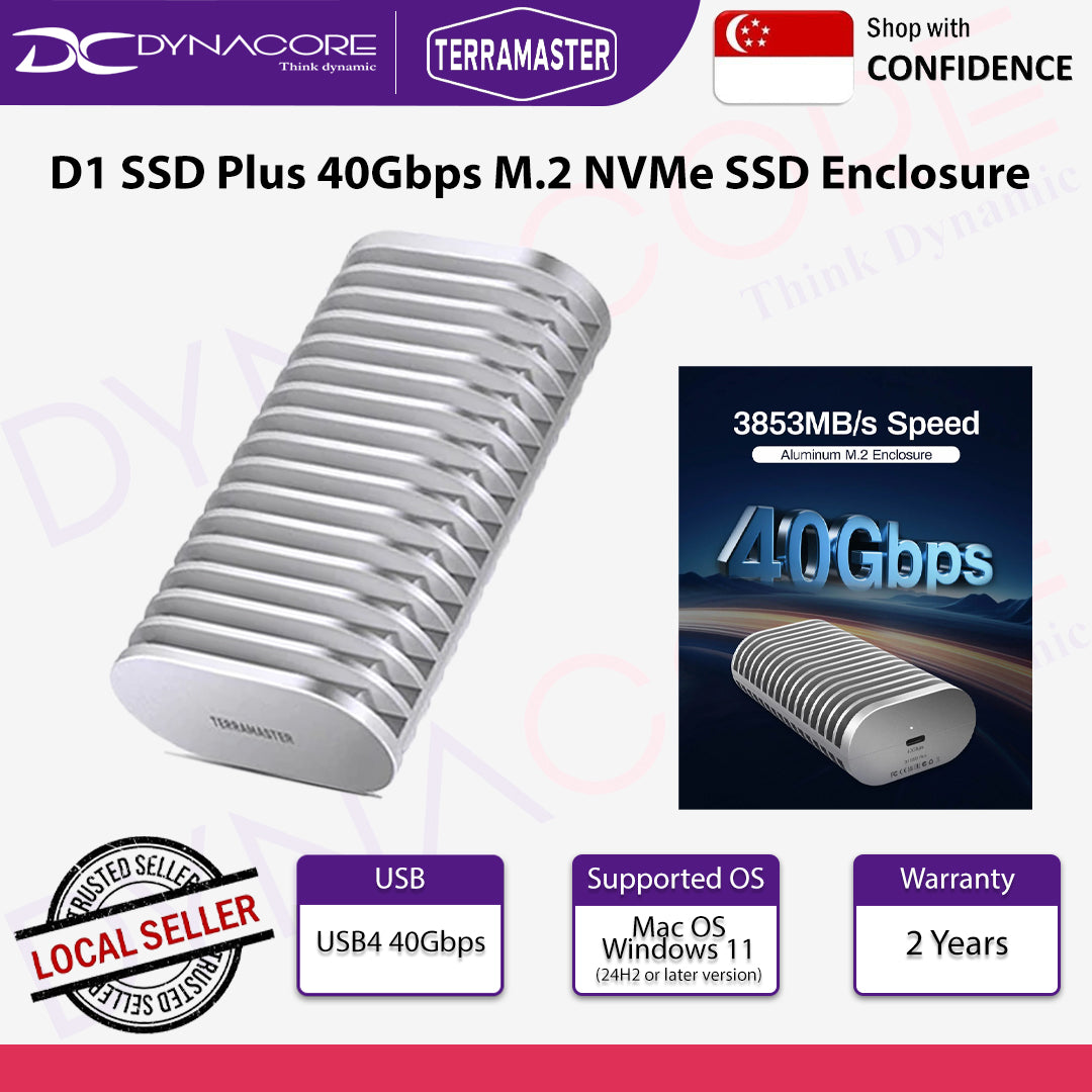 TERRAMASTER D1 SSD Plus 40Gbps M.2 NVMe SSD Enclosure - USB4 40Gbps