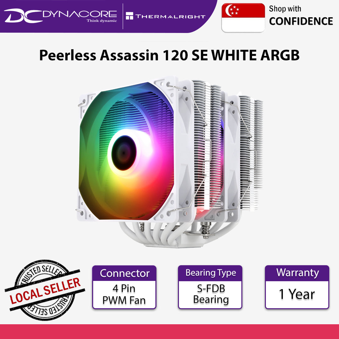 Thermalright Peerless Assassin 120 SE White ARGB Dual Towers Heatsink CPU Cooler for Intel and AMD - 814256004480