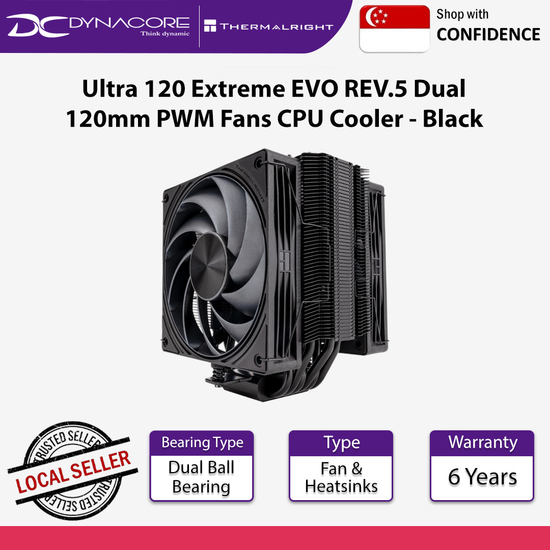 Thermalright Ultra 120 Extreme EVO REV.5 Dual 120mm PWM Fans CPU Cooler Black - 814256002141