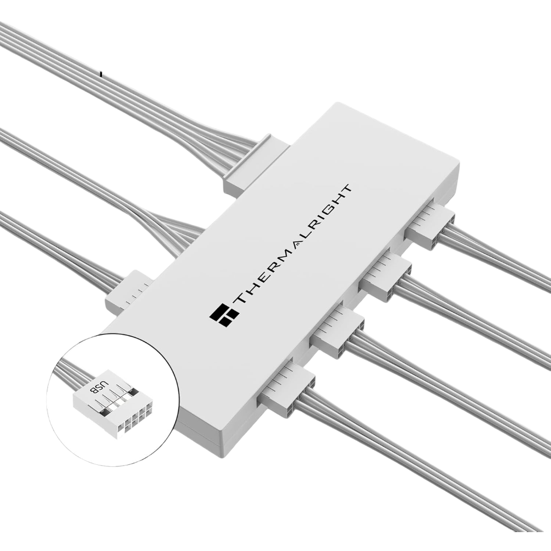 Thermalright Interal USB 2.0 Hub X5 SATA Powered Magnetic Mount White - 814256021654