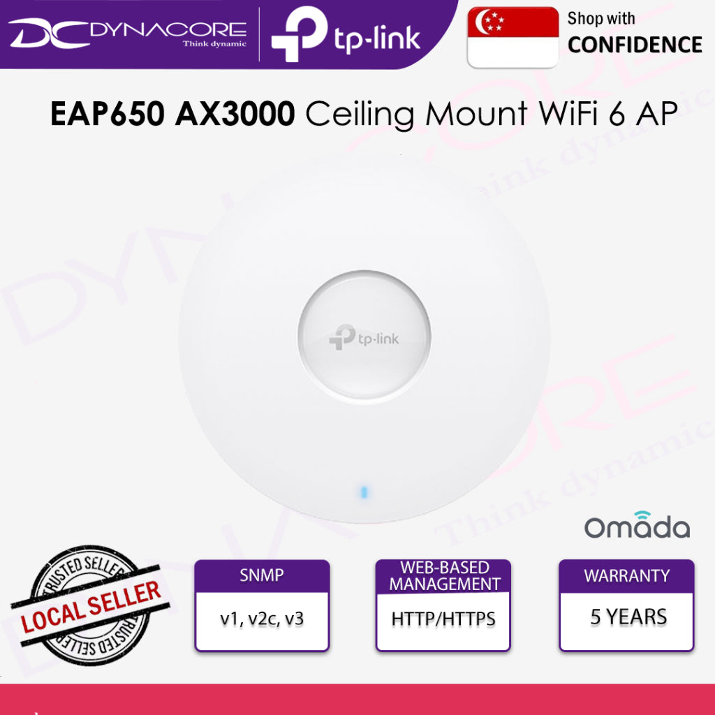 Tp-Link EAP650 AX3000 Ceiling Mount WiFi 6 Access Point, Omada Mesh, PoE+ Powered - 4897098683545