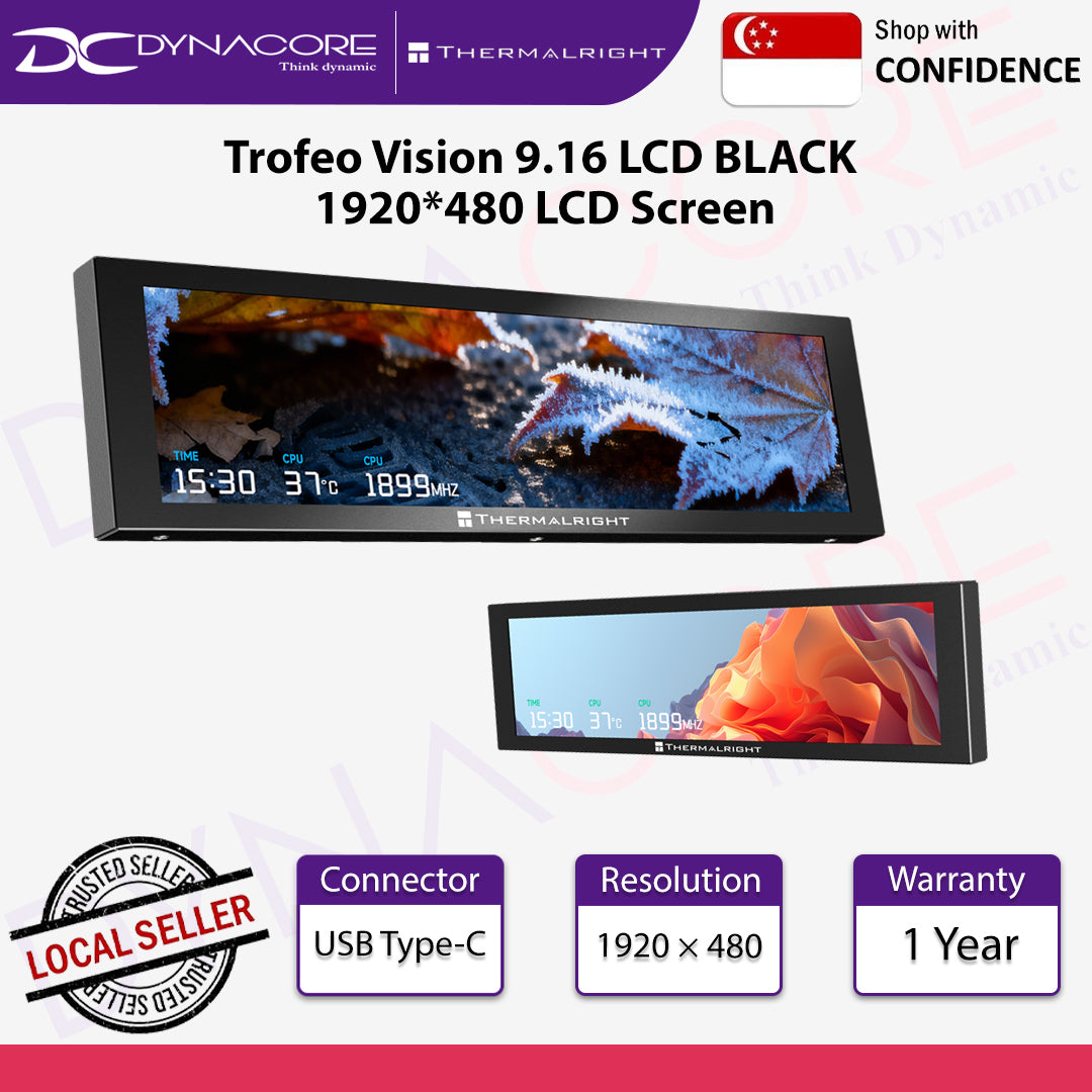 Thermalright Trofeo Vision 9.16 LCD BLACK 1920*480 LCD Screen - 814256022224