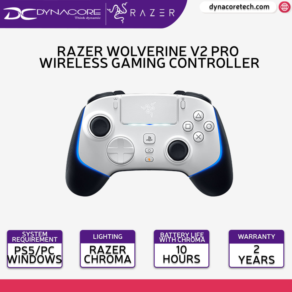 Razer Wolverine V2 Pro - Wireless PlayStation 5 & PC Gaming Controller - White - RZ06-04710200-R3A1 - 8886419351207