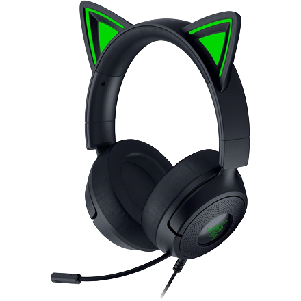 RAZER KRAKEN KITTY V3 X - WIRED HEADSET WITH KITTY EARS - BLACK / WHITE EDITION