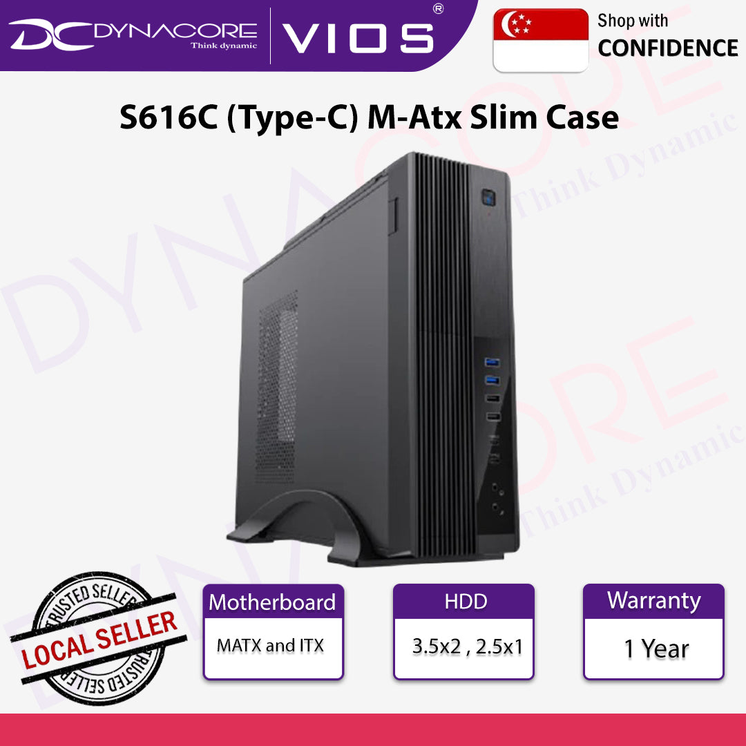 VIOS S616 Type-C MATX Casing with SFX-450W Power Supply - Black - VIOS616BKTYPE-C