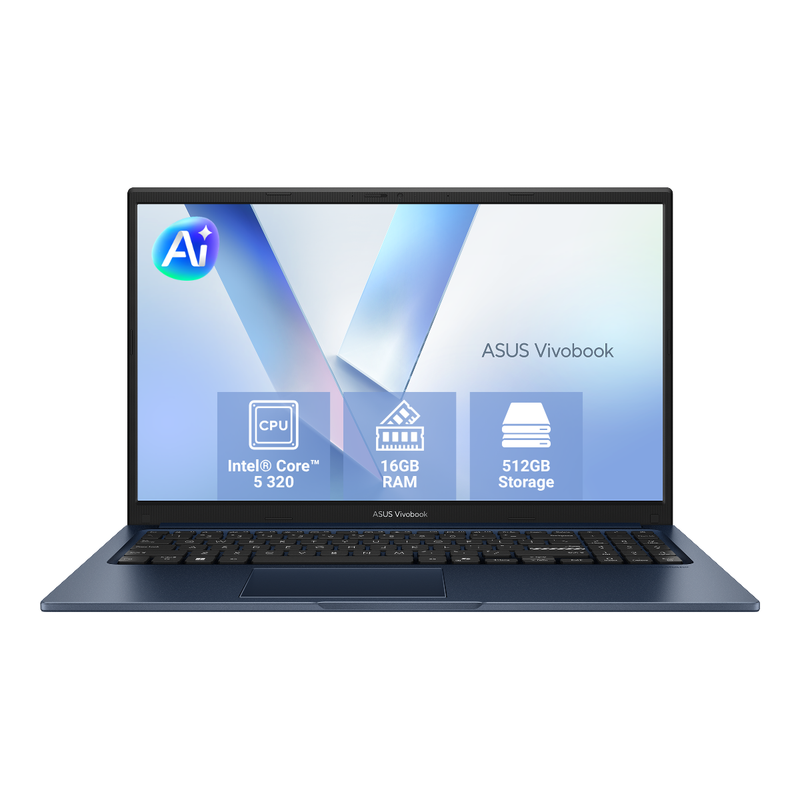 ASUS VIVOBOOK 15 X1504MA-BQ118W LAPTOP (CORE 5 320 6C/16GB RAM/512GB/INTEL/15.6"FHD-QUIET BLUE/W11H) - X1504MA-BQ118W