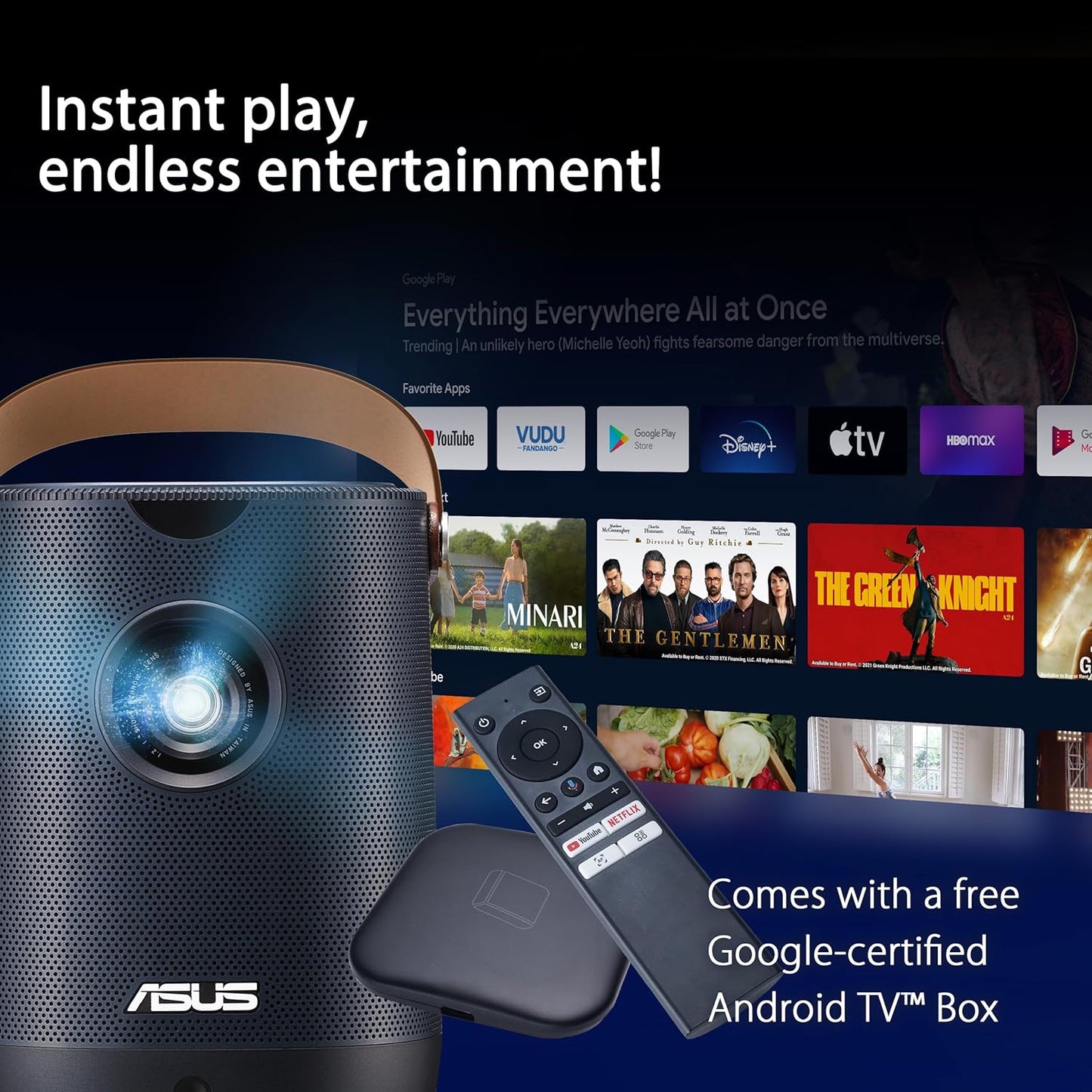 ASUS ZenBeam L2 Smart Portable LED Projector – 960 LED Lumens, 1080p, 10 W speaker, built-in battery - L2-B2B