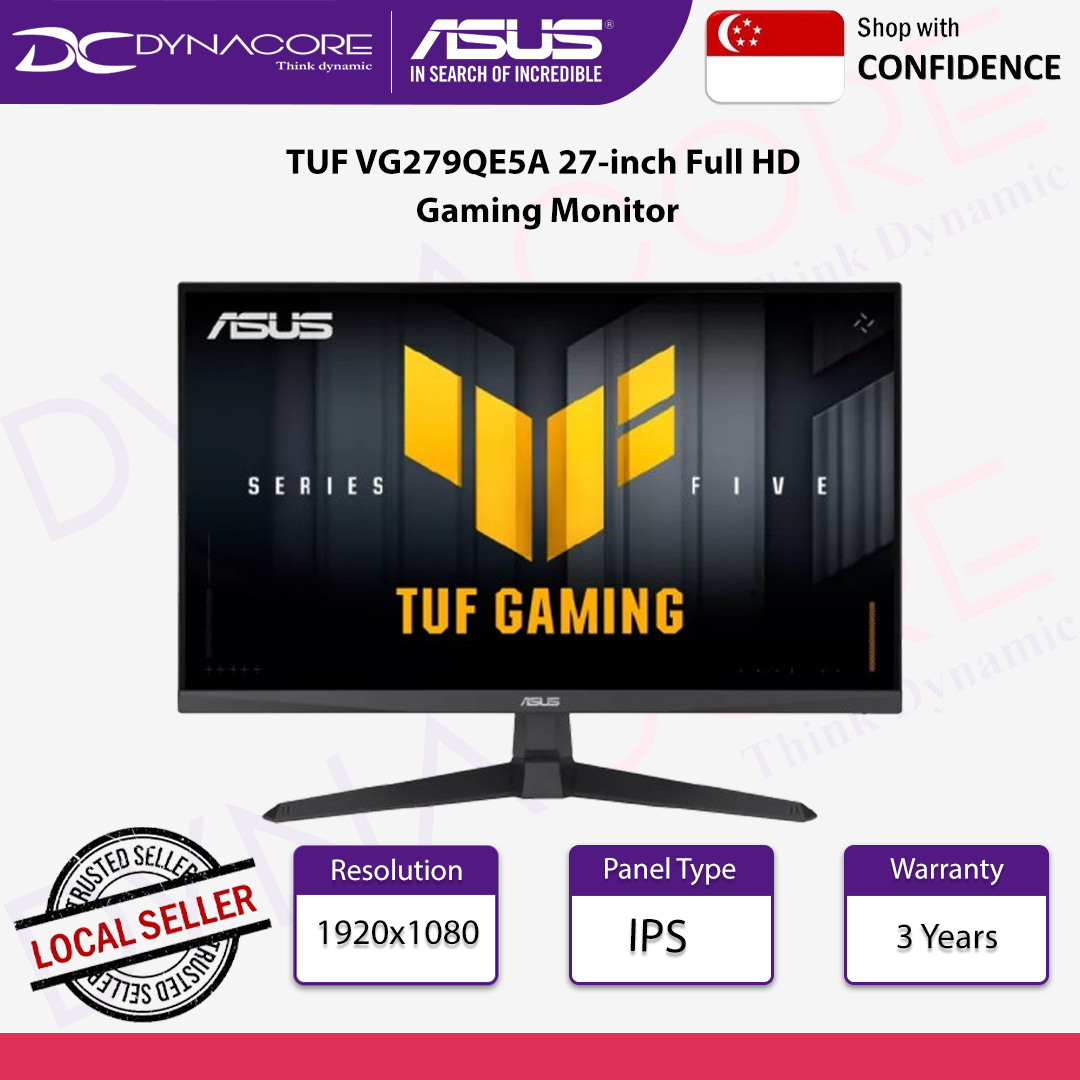 ASUS TUF Gaming VG279QE5A Gaming Monitor – 27-inch, Full HD(1920x1080), Overclock to 146Hz( Above 144Hz), IPS, ELMB Sync, 1ms MPRT, Stereo speaker, Variable Overdrive, Display Widget Center - ASUSVG279QE5A
