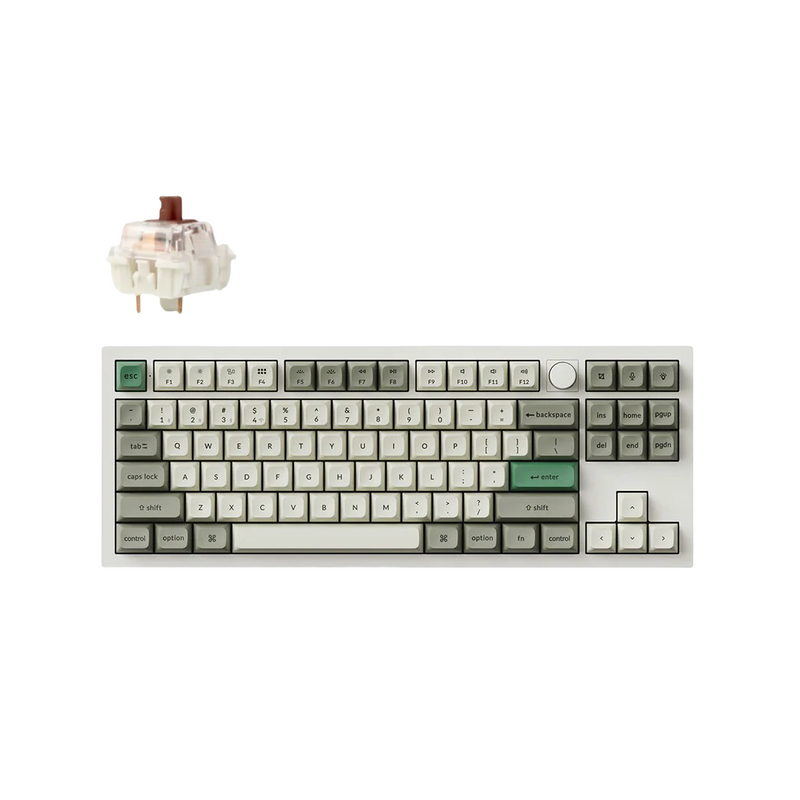 Keychron Q3 Max QMK/VIA Wireless Custom Mechanical Keyboard - Shell White - Brown - 4895248865537