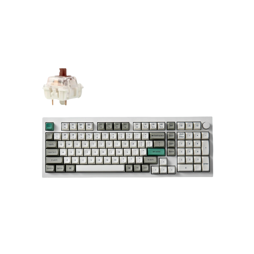 Keychron Q5 Max QMK/VIA Wireless Custom Mechanical Keyboard - Shell White - Brown - 4895248864424